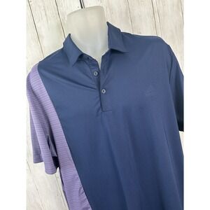 Men's Adidas Polo Golf Shirt Navy And Purple Size XL Blocked Print